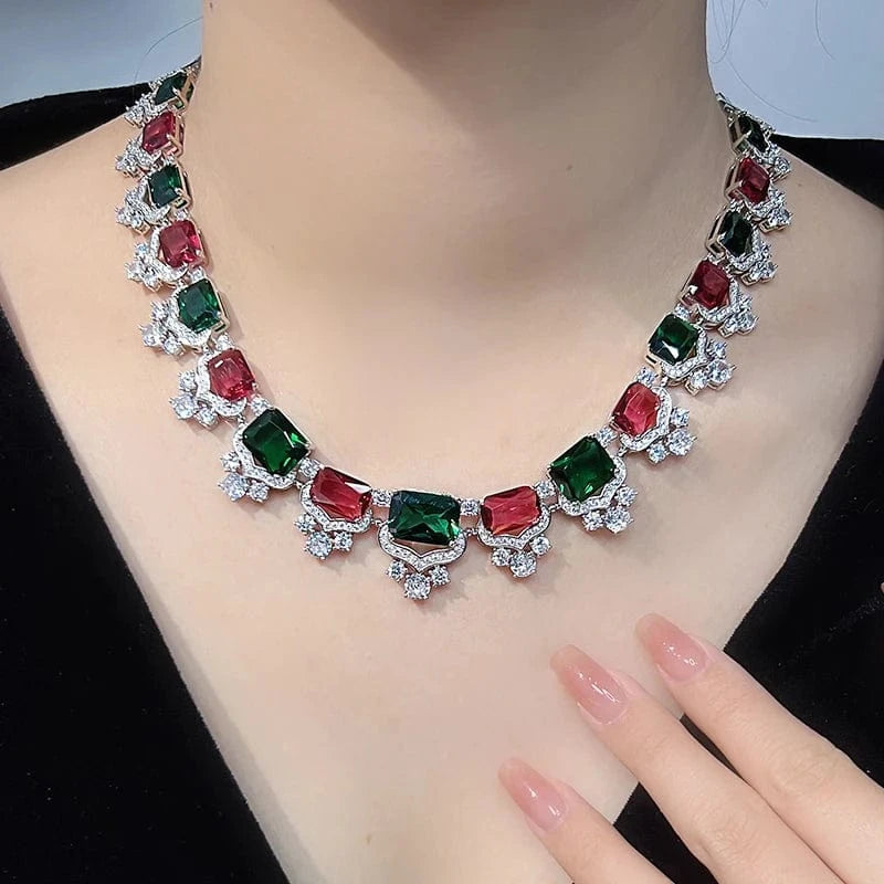 Geometry / 16inches / Platinum Indian jewelry color zircon dinner dress accessories wholesale Top supplier plating 18K gold jewelry wholesale for women's