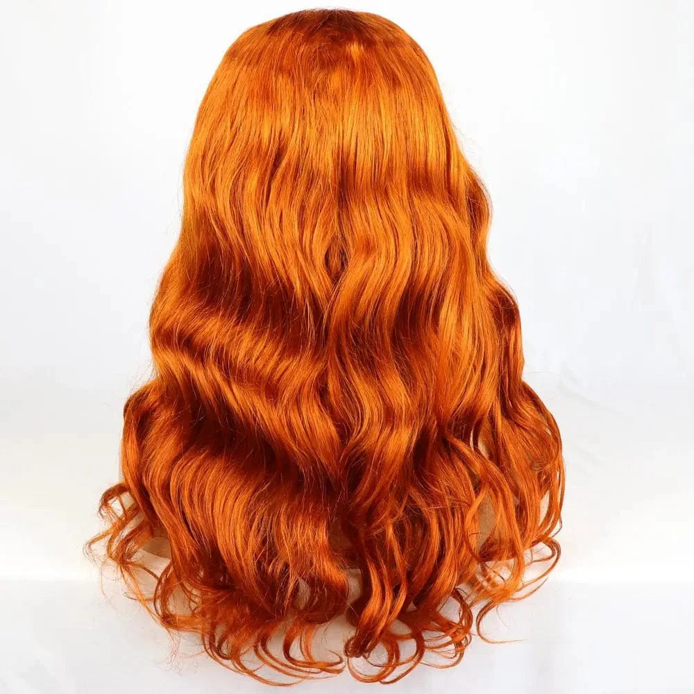 ginger color body wave wigs / 14 Inches Brazilian Raw Virgin Hair Body Wave Lace Front Wig Pre Plucked Ginger Orange Color HD Lace Human Hair Wigs with Baby Hair