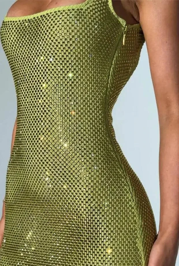 Giyu Sexy Sequined Mesh Diamond Club Evening Party Dresses Women 2025 Summer Autumn Sleeveless Backless Bodycon Maxi Long Dress