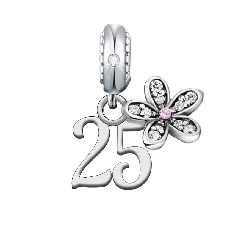 GJ2612-25 Brand Charm Bracelet Number Birthday 13th 16th 18th 30th Bead 925 Sterling Silver Fit Original for Women Trendy Opp Bag Clover