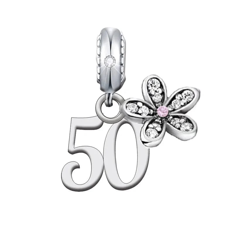 GJ2612-50 Brand Charm Bracelet Number Birthday 13th 16th 18th 30th Bead 925 Sterling Silver Fit Original for Women Trendy Opp Bag Clover