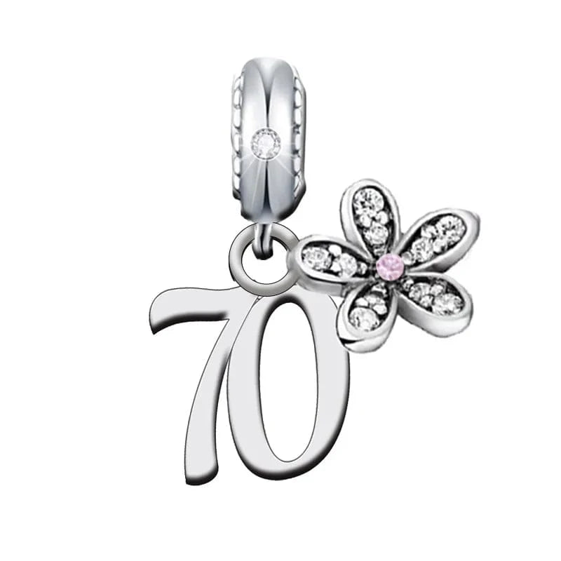 GJ2612-70 Brand Charm Bracelet Number Birthday 13th 16th 18th 30th Bead 925 Sterling Silver Fit Original for Women Trendy Opp Bag Clover