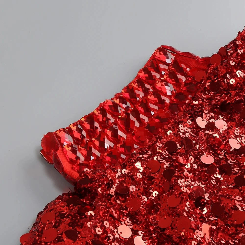 Glamorous Women's Silver Sequin High Neck Long Sleeve Mini Dress Sparkling Party Wear Fashionable Eye-catching Choice