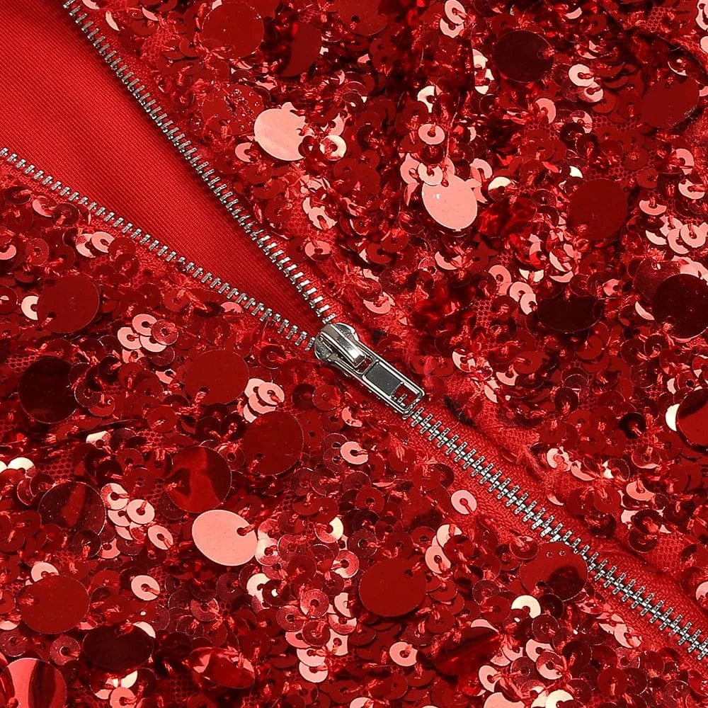 Glamorous Women's Silver Sequin High Neck Long Sleeve Mini Dress Sparkling Party Wear Fashionable Eye-catching Choice