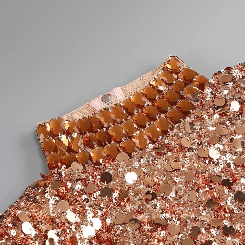 Glamorous Women's Silver Sequin High Neck Long Sleeve Mini Dress Sparkling Party Wear Fashionable Eye-catching Choice