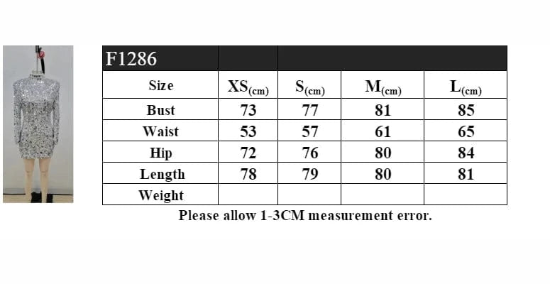 Glamorous Women's Silver Sequin High Neck Long Sleeve Mini Dress Sparkling Party Wear Fashionable Eye-catching Choice