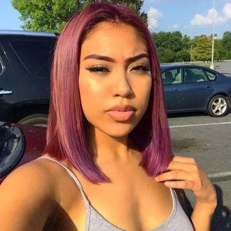 Glueless Red Lace Front Wig Pixie Cut Wig Human Hair Cuticle Aligned Brazilian Hair Short Bob 13*4 Lace Front Wig Straight