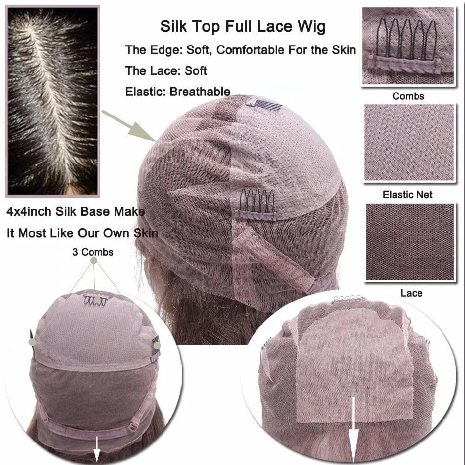 Glueless Silk Top Full Lace Wig Natural Deep Body Wave Virgin Peruvian Human Hair Wig with Baby Hair