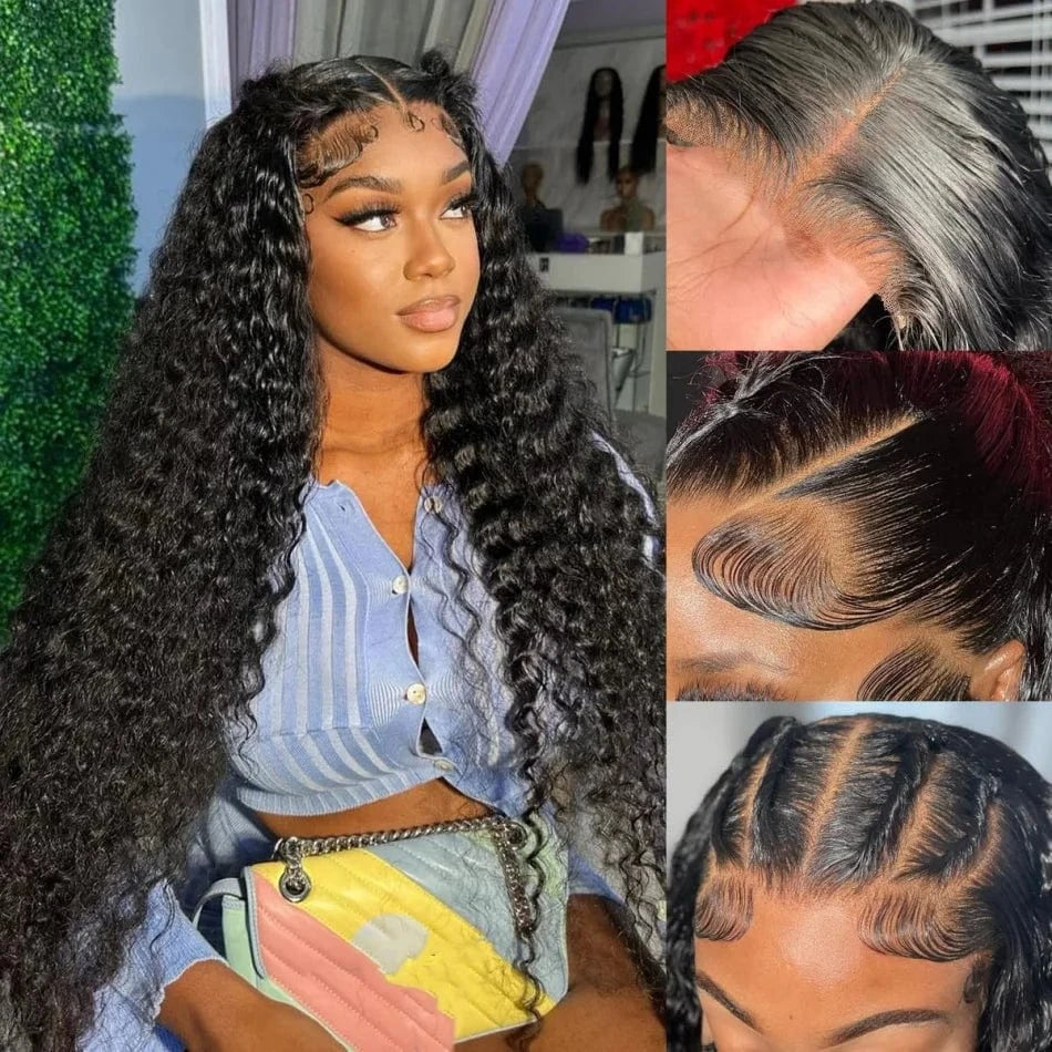 Glueless Wig Deep Wave Human Hair Wigs Ready To Wear Pre-Cut Lace Wear And Go Glueless Wigs Lace Front Human Hair Wig For Women