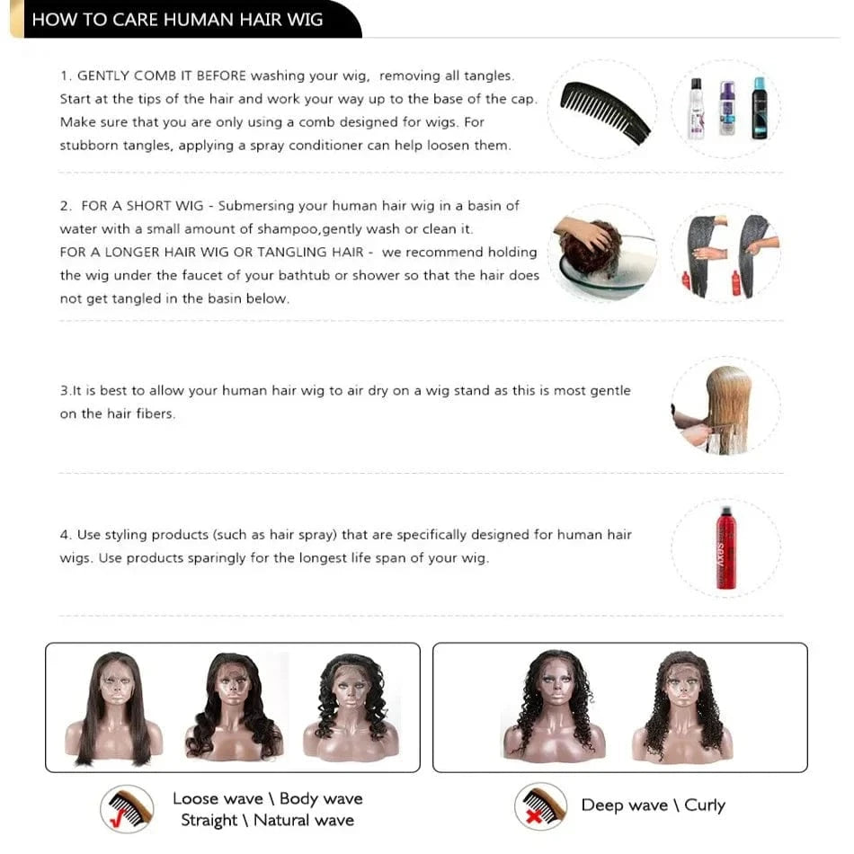 Glueless Wig Deep Wave Human Hair Wigs Ready To Wear Pre-Cut Lace Wear And Go Glueless Wigs Lace Front Human Hair Wig For Women