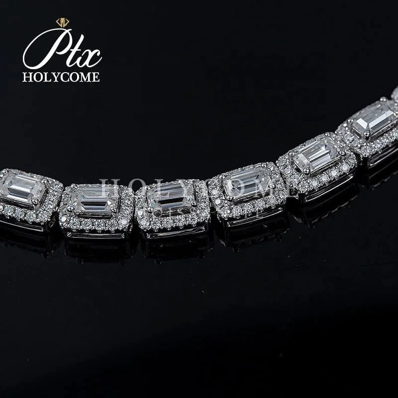 Gold 14K Solid Gold Charm Bracelets White Moissanite Gemstone Surround Small Diamonds Accepted OEM ODM Customized Holycome Jewelry
