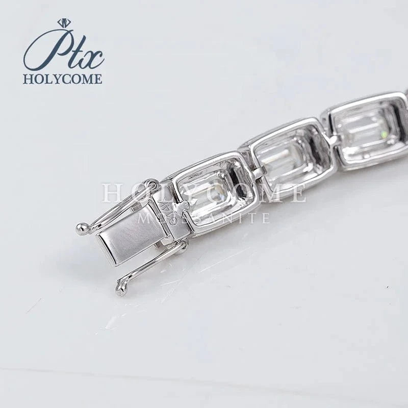 Gold 14K Solid Gold Charm Bracelets White Moissanite Gemstone Surround Small Diamonds Accepted OEM ODM Customized Holycome Jewelry