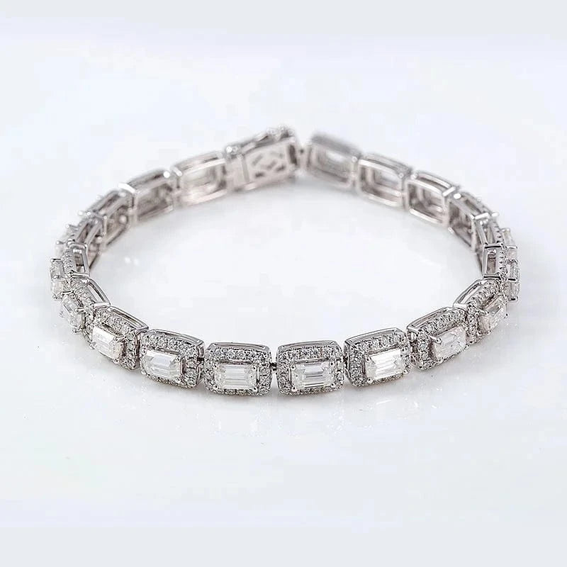 Gold 14K Solid Gold Charm Bracelets White Moissanite Gemstone Surround Small Diamonds Accepted OEM ODM Customized Holycome Jewelry