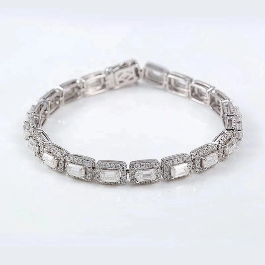 Gold 14K Solid Gold Charm Bracelets White Moissanite Gemstone Surround Small Diamonds Accepted OEM ODM Customized Holycome Jewelry