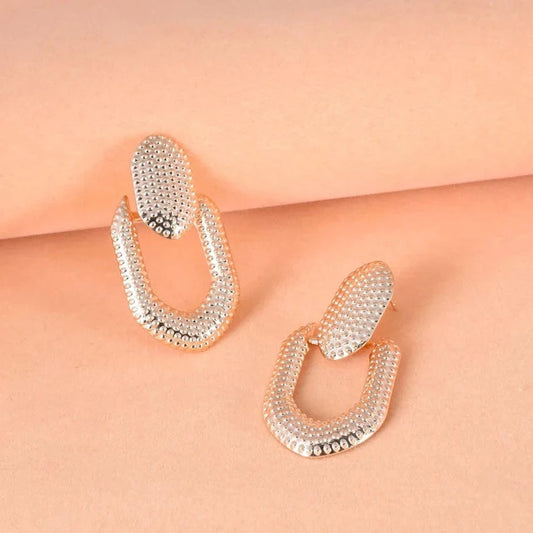 Gold 20155-10 amazon wish hot selling exaggerated simple matt gold geoemetric golden oval shaped statement earrings