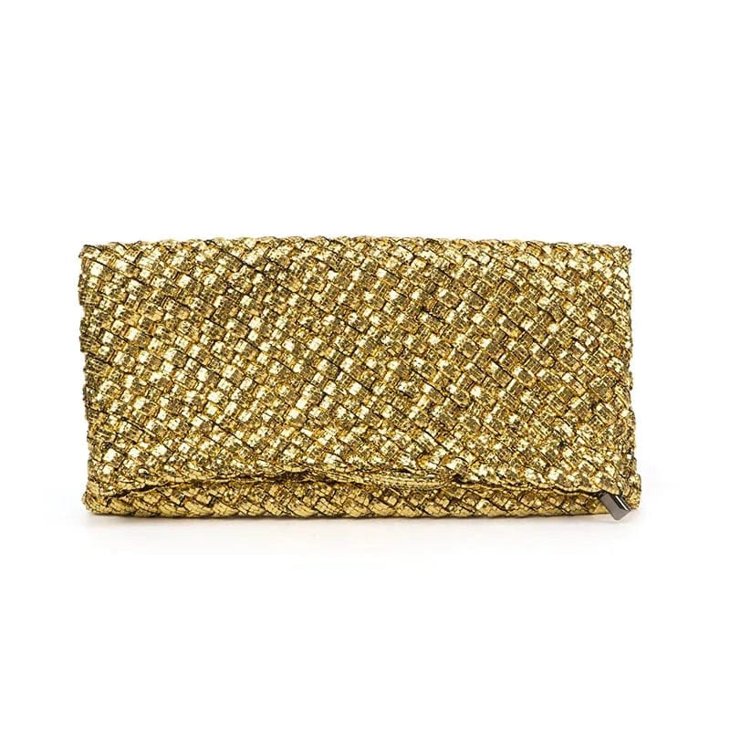 Gold 2024 Winter New Arrive Party Purse Hand-knitted Wallet Hand Make Neoprene Bag Woven Luxury Clutch