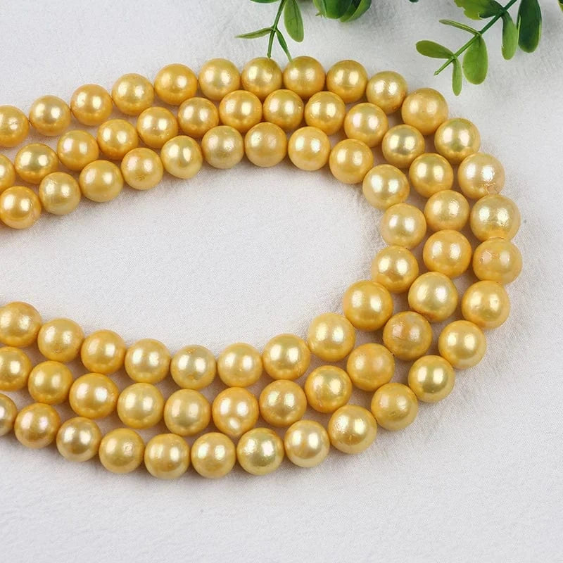 Gold 3A Grade 12-16mm Gold Edison Round Freshwater Pearl Strand For Jewelry Making