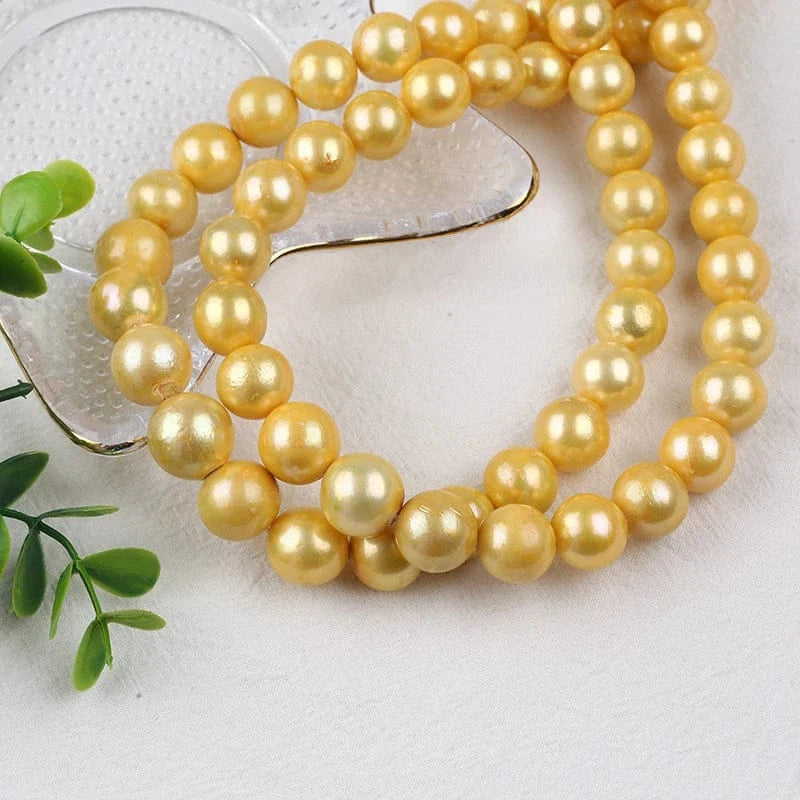 Gold 3A Grade 12-16mm Gold Edison Round Freshwater Pearl Strand For Jewelry Making