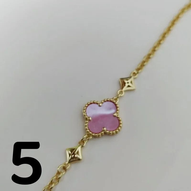 Gold / 5 European and American fashion Lucky Clover bracelet personalized all-match shell agate jewelry exquisite birthday gift