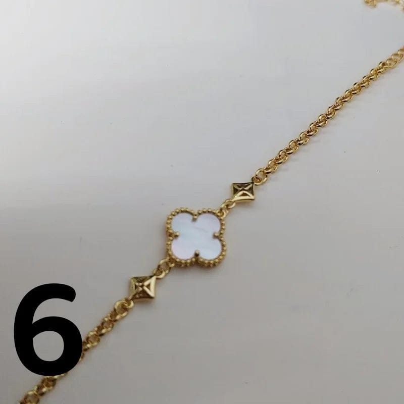 Gold / 6 European and American fashion Lucky Clover bracelet personalized all-match shell agate jewelry exquisite birthday gift