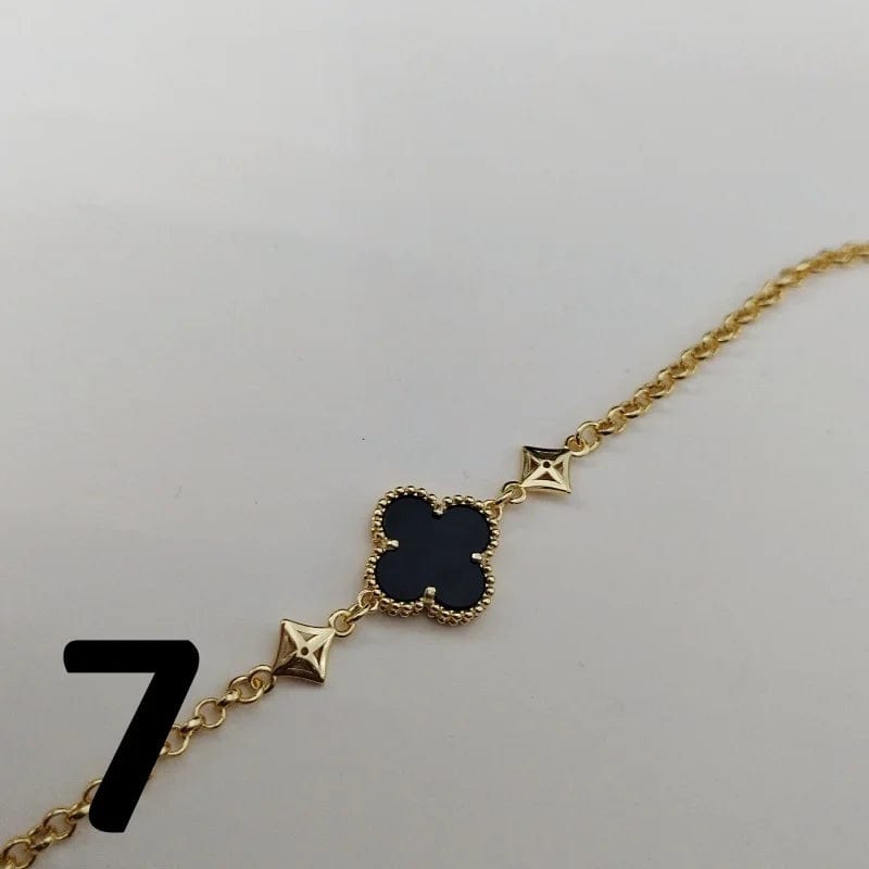 Gold / 7 European and American fashion Lucky Clover bracelet personalized all-match shell agate jewelry exquisite birthday gift