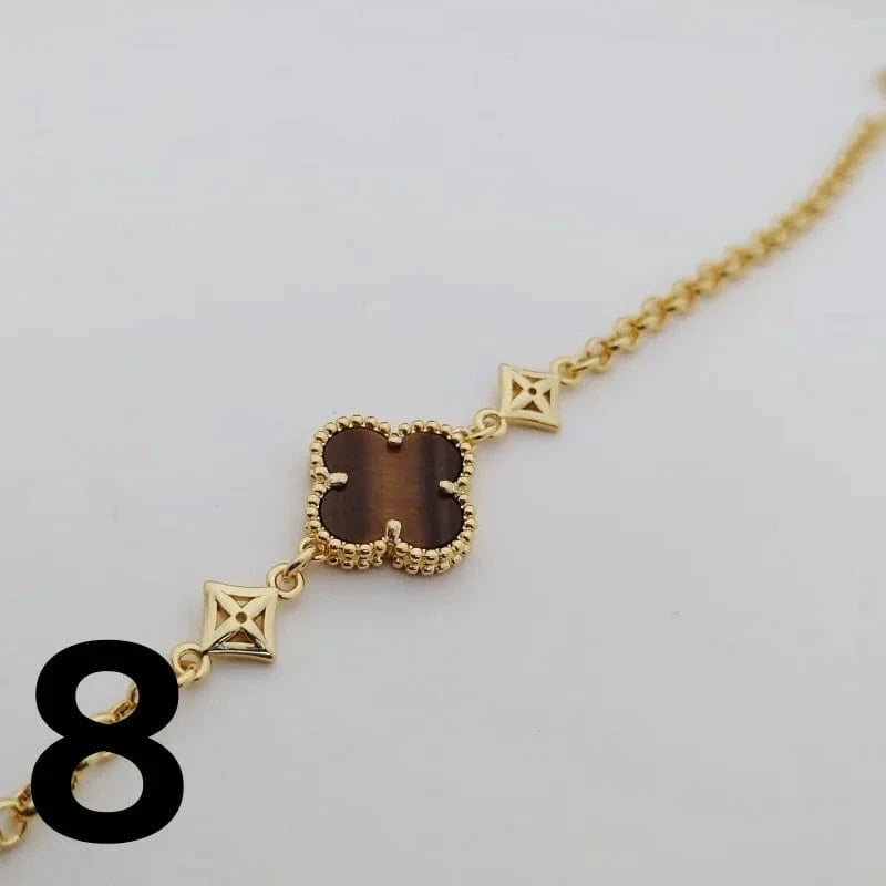 Gold / 8 European and American fashion Lucky Clover bracelet personalized all-match shell agate jewelry exquisite birthday gift
