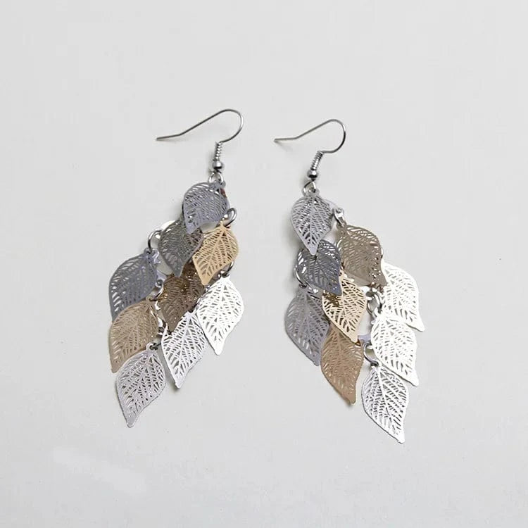Gold and Silver color matching New fashion leaf earrings color copper earrings jewelry