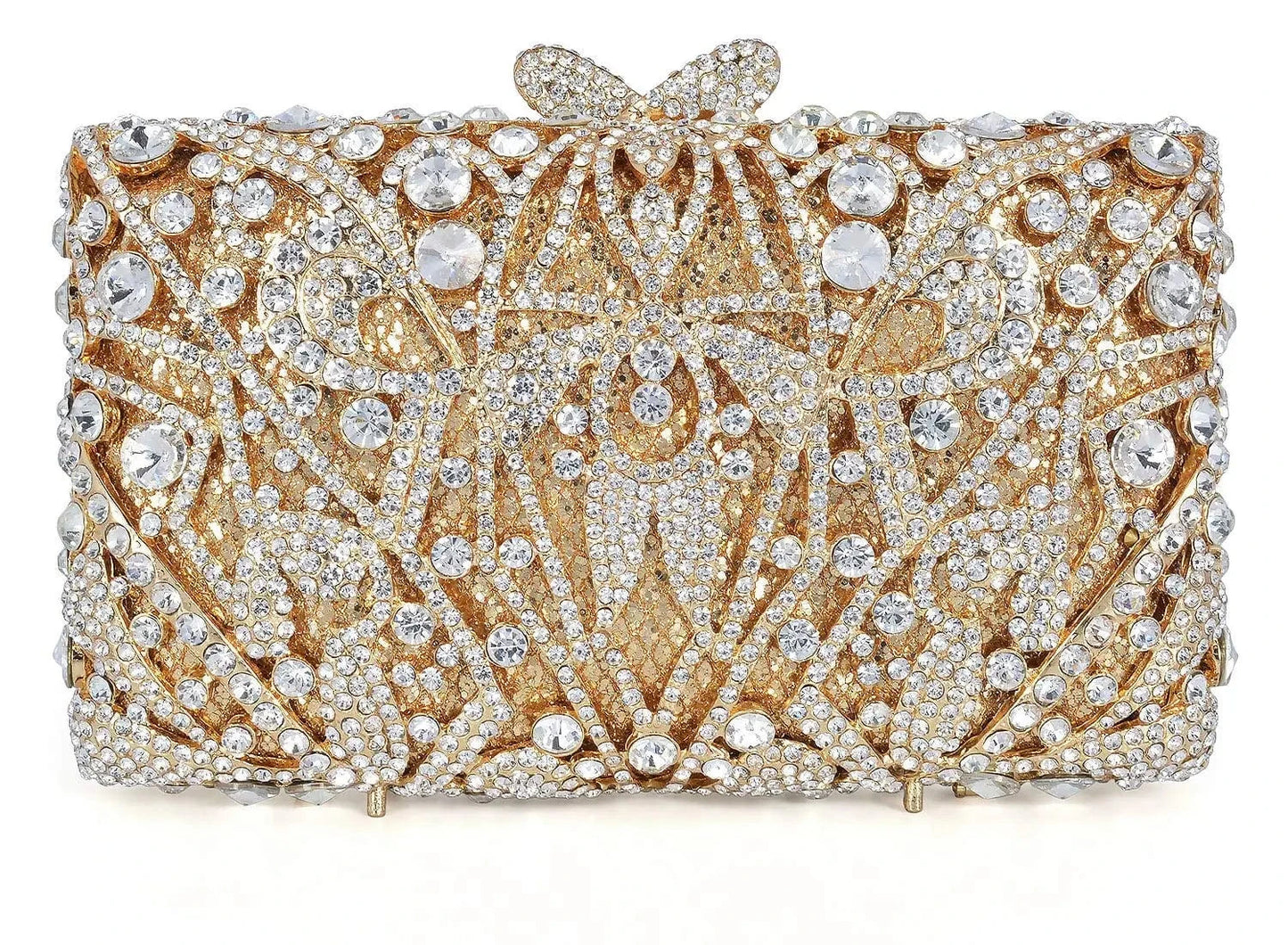 Gold Fast Delivery Hollow Out Purse Diamond Luxury Handmade Rhinestone Gown Wedding Party Crystal Evening Clutch Bag