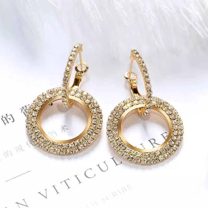 Gold Korean Fashion High quality zircon statement crystal earings colored hoop earrings for women 2024