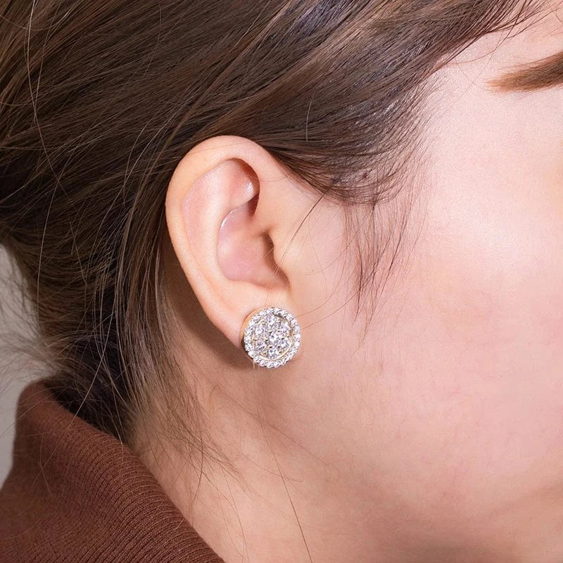 Gold Messi Gems Snow Flower Lady Gift 10K gold moissanite stud earrings