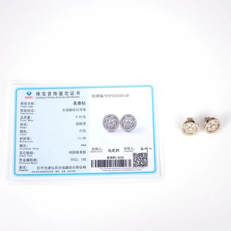 Gold Messi Gems Snow Flower Lady Gift 10K gold moissanite stud earrings