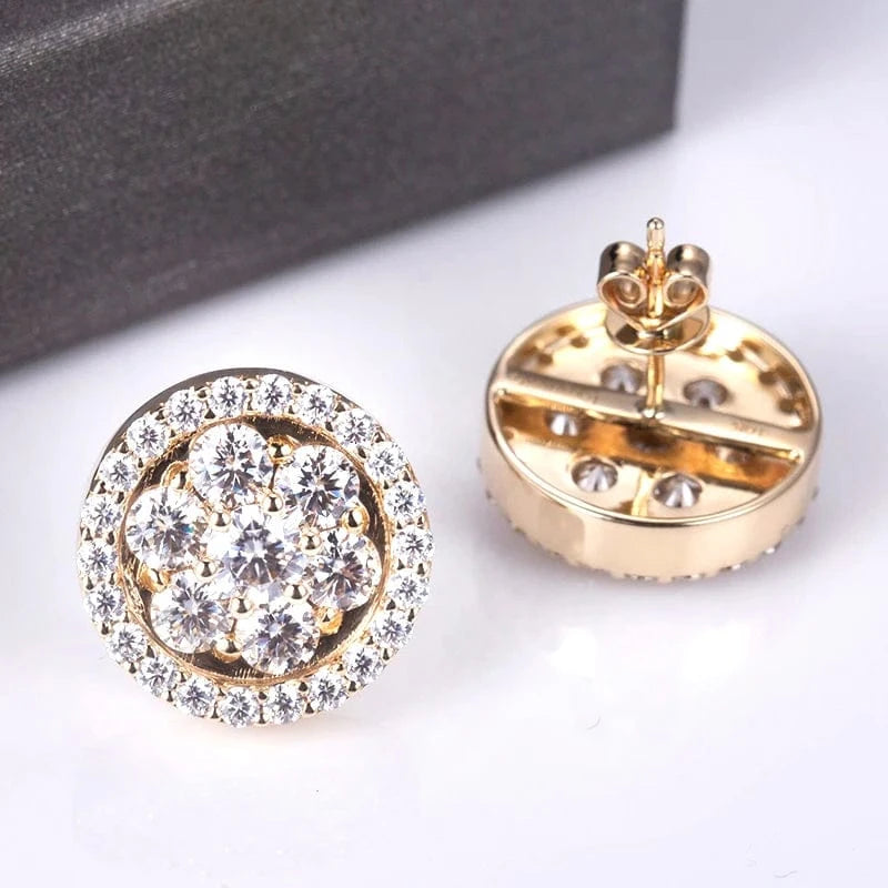 Gold Messi Gems Snow Flower Lady Gift 10K gold moissanite stud earrings