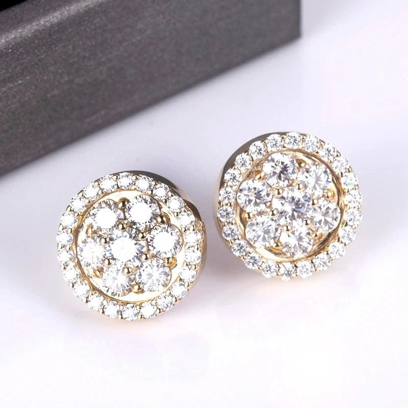 Gold Messi Gems Snow Flower Lady Gift 10K gold moissanite stud earrings