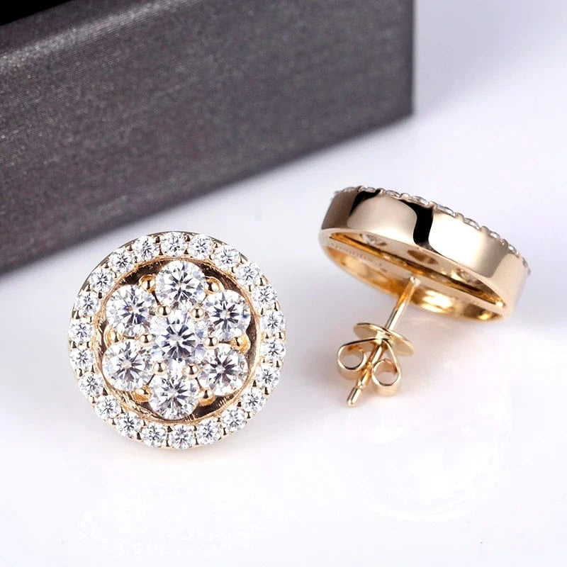 Gold Messi Gems Snow Flower Lady Gift 10K gold moissanite stud earrings