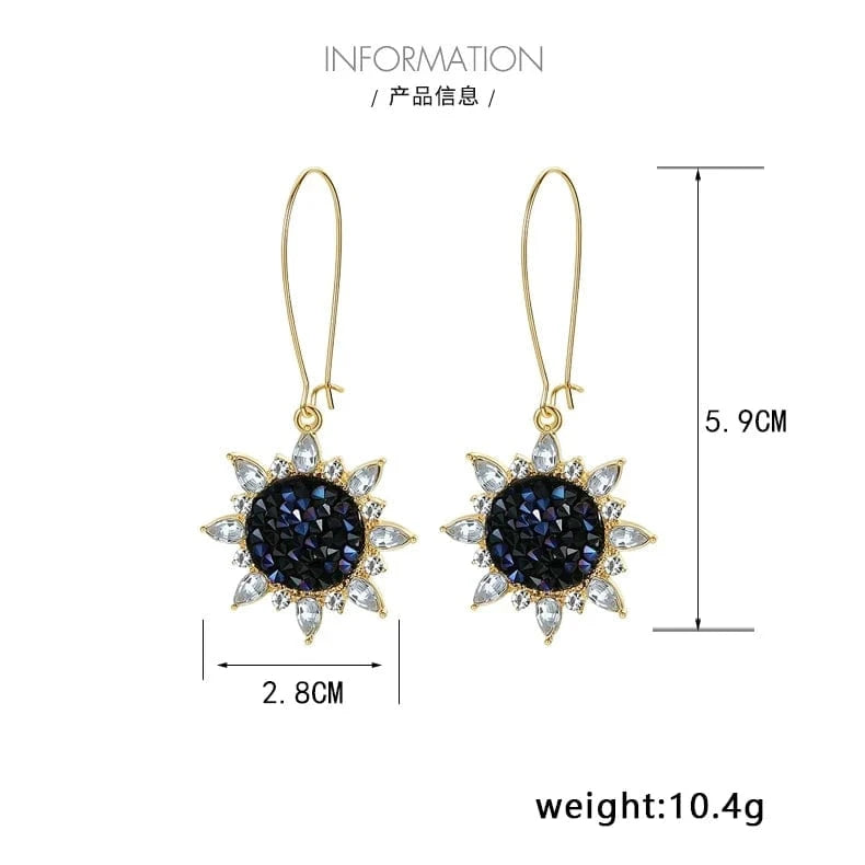 Gold New Fashion Brand Jewelry rhinestone Sunflower Dangle Earrings for Women crystal Gift flower Earrings