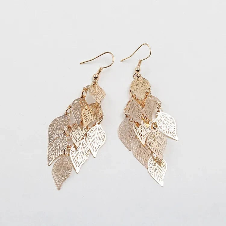 Gold New fashion leaf earrings color copper earrings jewelry