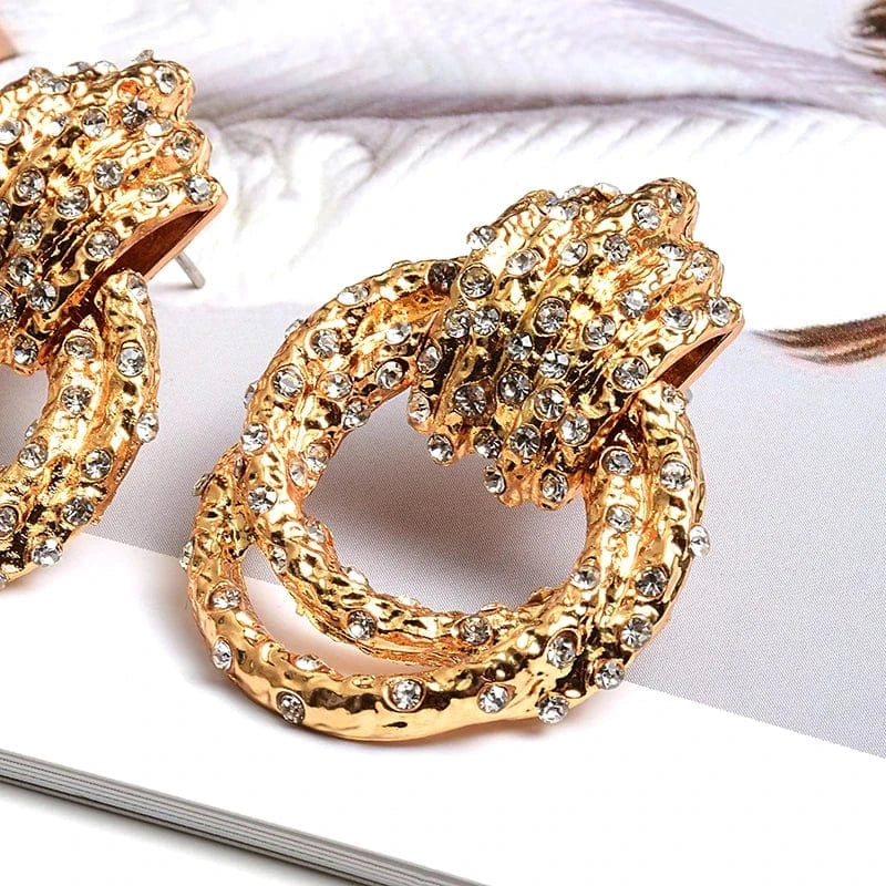 Gold New Irregular Metal Gold Color Dangle Drop Earrings High-Quality Fashion Ctystals Jewelry Accessories For Women Wholesale