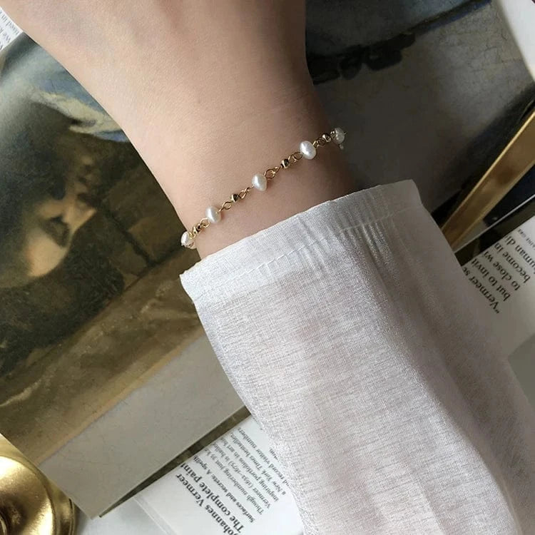 Gold Paperclip Chain Choker Satellite hawaiian Saltwater Cultured pearl chain necklace stainless steel Dainty Jewelry Women 16''