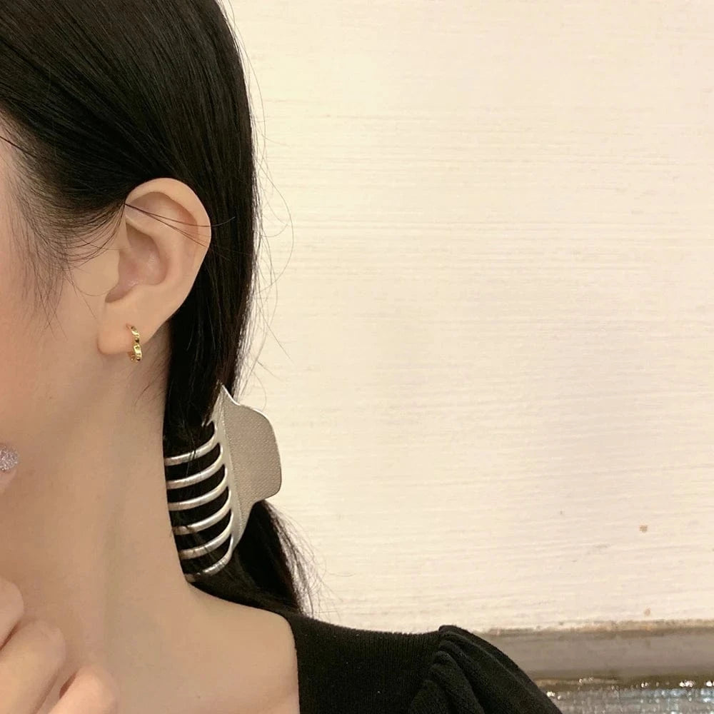 Gold Valentine's Day Present 925 Sterling Silver 18k Gold Plated Korean Jewelry Love Statement Heart Hoop Earrings For Women