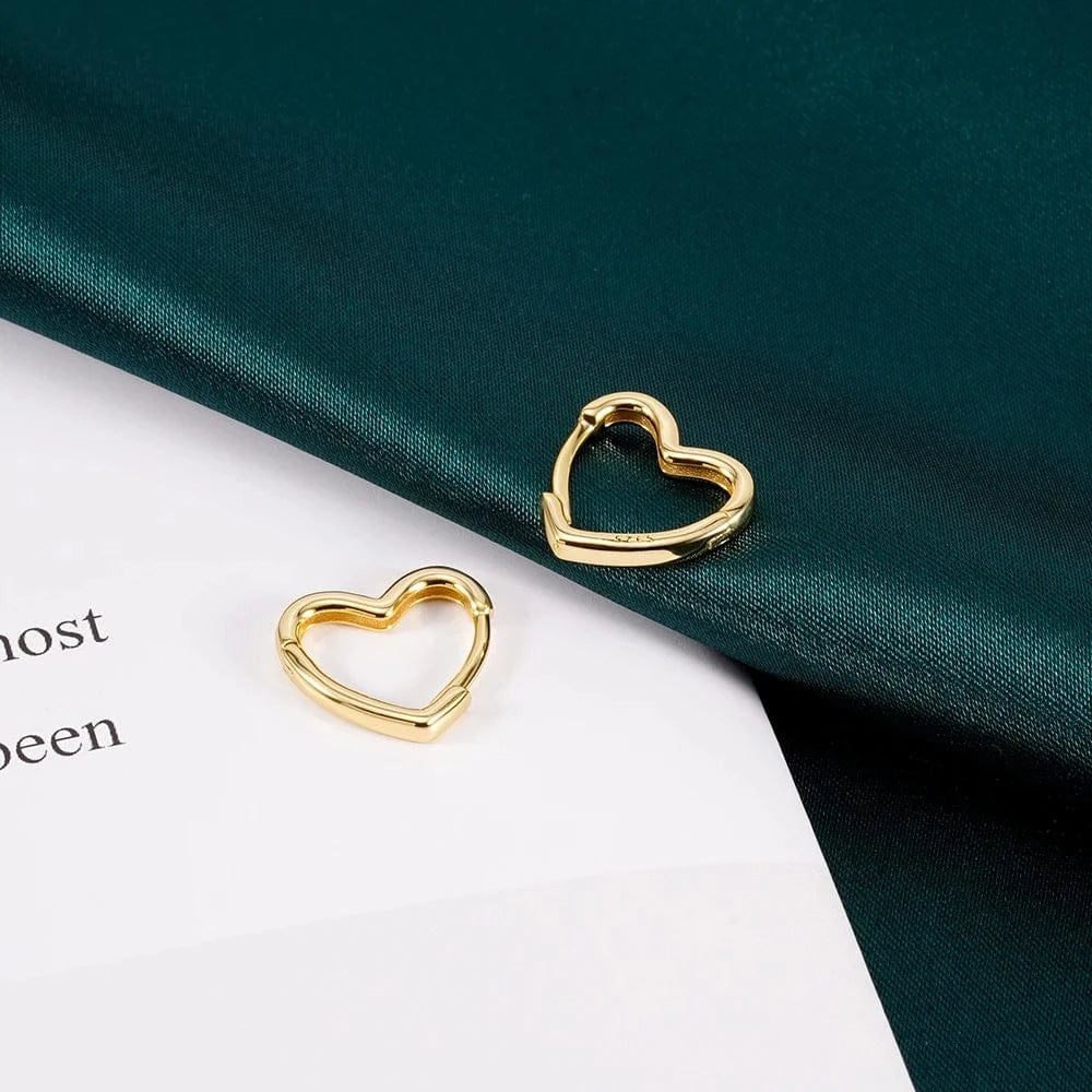 Gold Valentine's Day Present 925 Sterling Silver 18k Gold Plated Korean Jewelry Love Statement Heart Hoop Earrings For Women