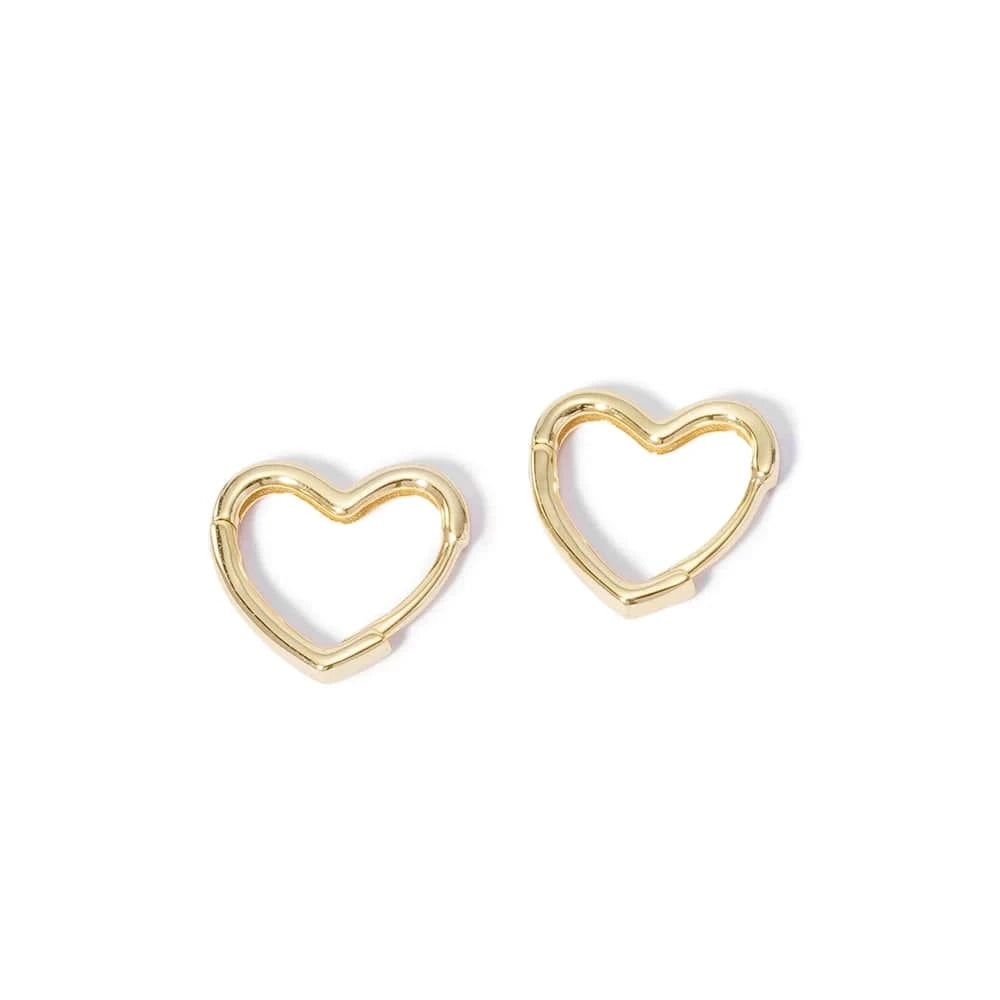 Gold Valentine's Day Present 925 Sterling Silver 18k Gold Plated Korean Jewelry Love Statement Heart Hoop Earrings For Women