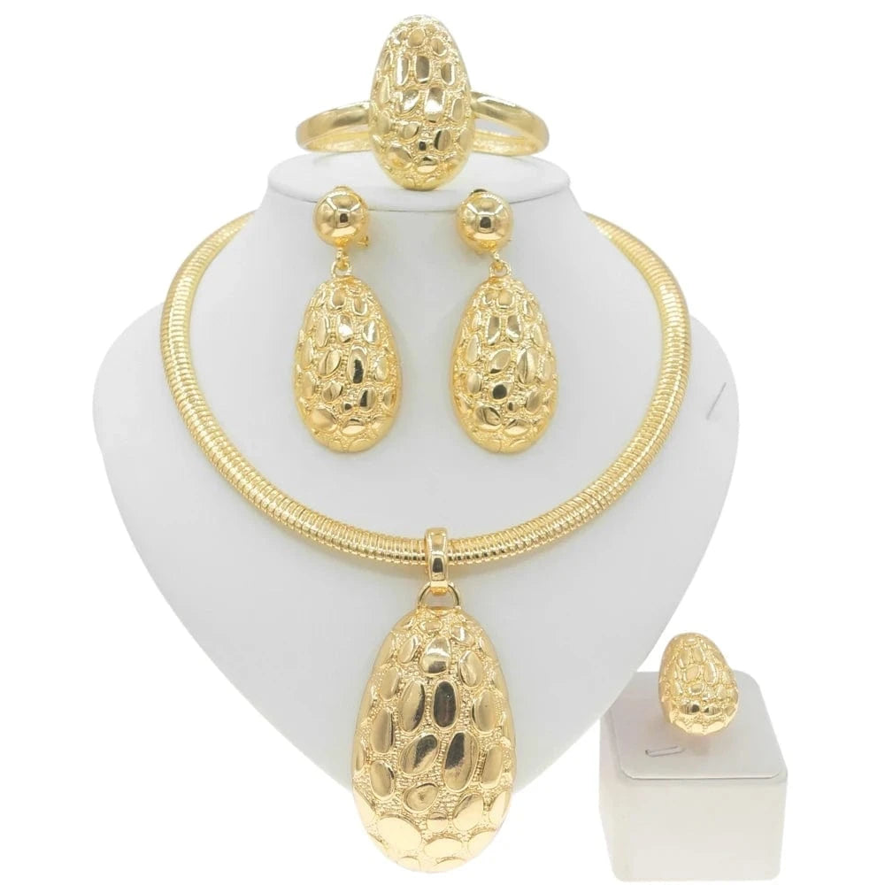Gold Yulaili Hot Sale Fashion Brazilian 18k Accessories For Women Portable Necklace American Diamond Gold Plated Wedding Jewelry Sets