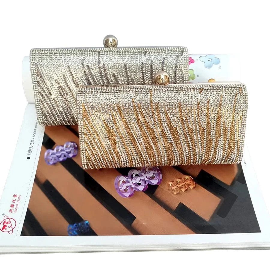 Golden Evening clutch Bag Ladies Party Diamond-studded Shiny Clutch Wrist Bag Handbag For Women gold clutch bag