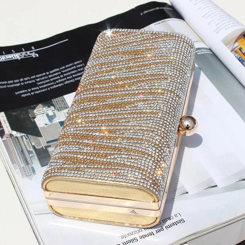 Golden Evening clutch Bag Ladies Party Diamond-studded Shiny Clutch Wrist Bag Handbag For Women gold clutch bag