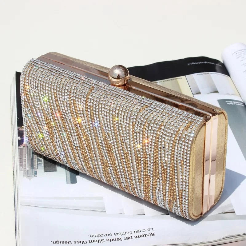 Golden Evening clutch Bag Ladies Party Diamond-studded Shiny Clutch Wrist Bag Handbag For Women gold clutch bag