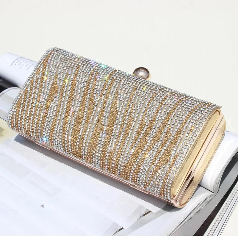 Golden Evening clutch Bag Ladies Party Diamond-studded Shiny Clutch Wrist Bag Handbag For Women gold clutch bag