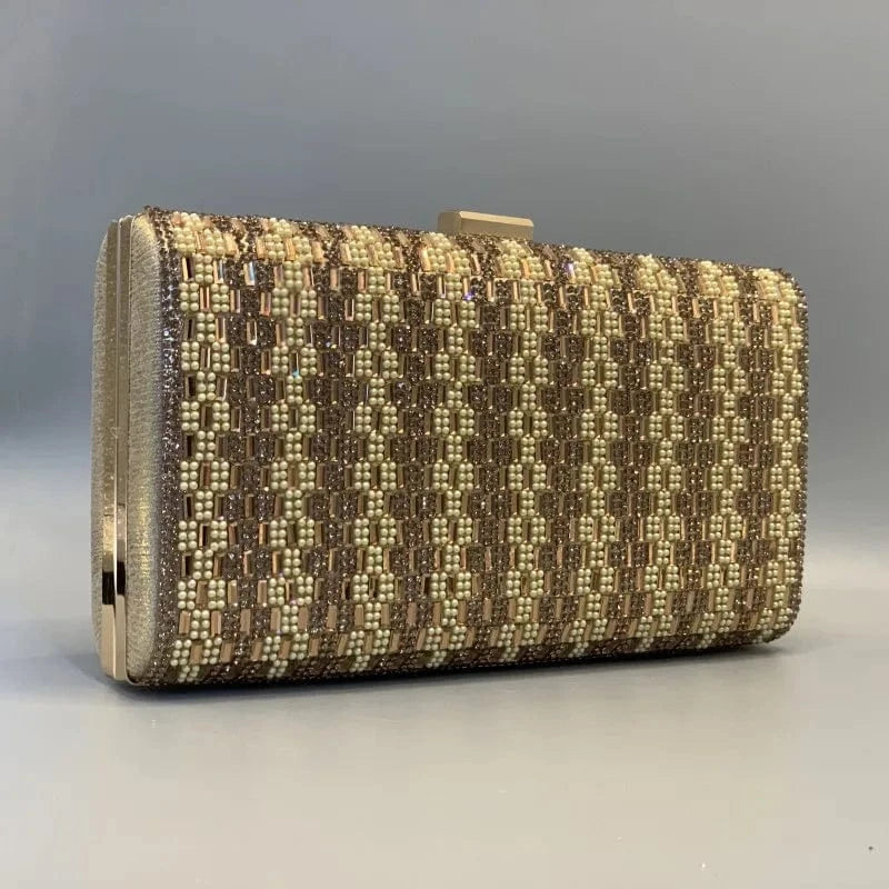 Golden good quality bling diamond evening clutch purse 2023 clutch bags wholesale beaded luxury ladies clutch