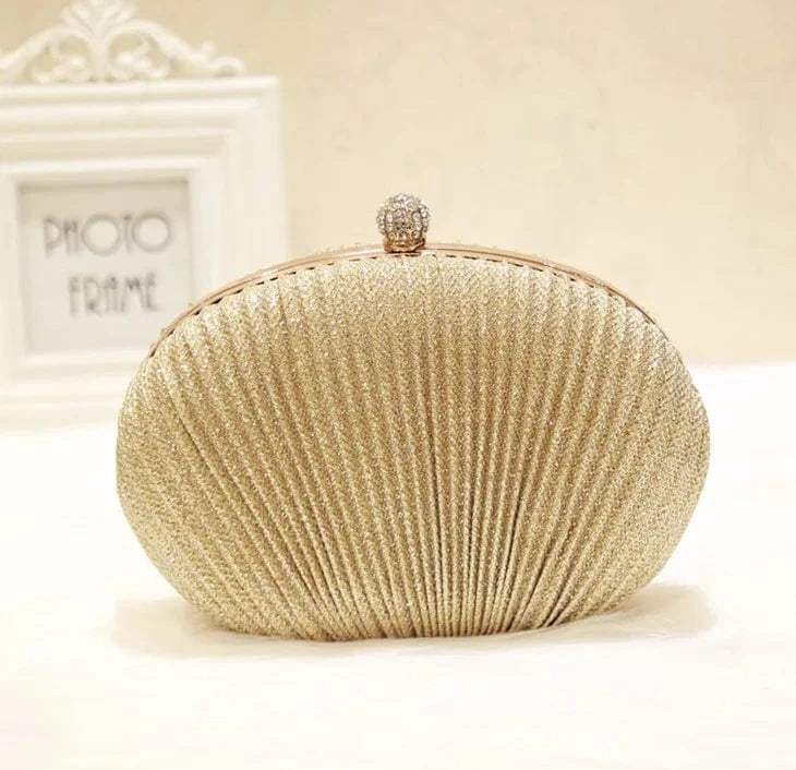 Golden Luxury Women Handbags Designer Elegant Ladies Evening Party Clutches Rhinestone Handbags Shell Female Evening Bags