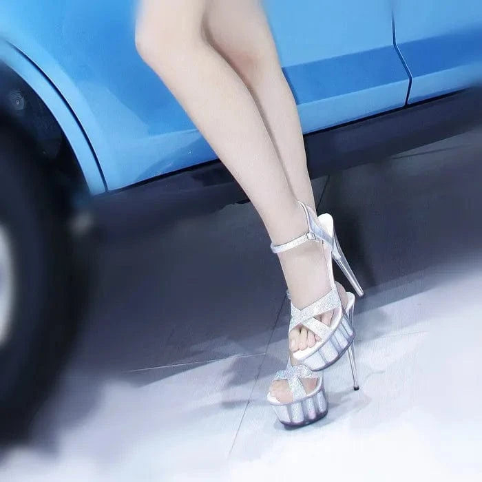 Golden stiletto 15 cm stiletto banquet queen party high heels pole dance with his leaky toe buckle fashion sandals