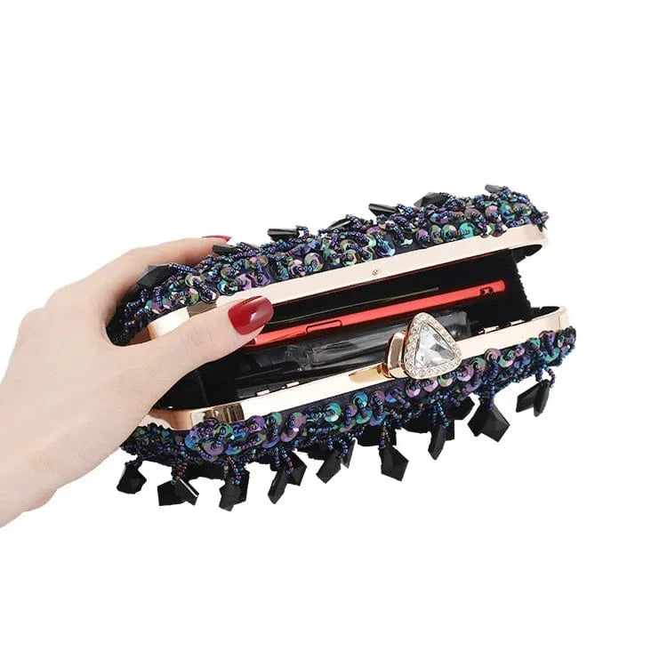 good quality fashion unique design evening bag beaded sequin party bling luxury clutch purse for women